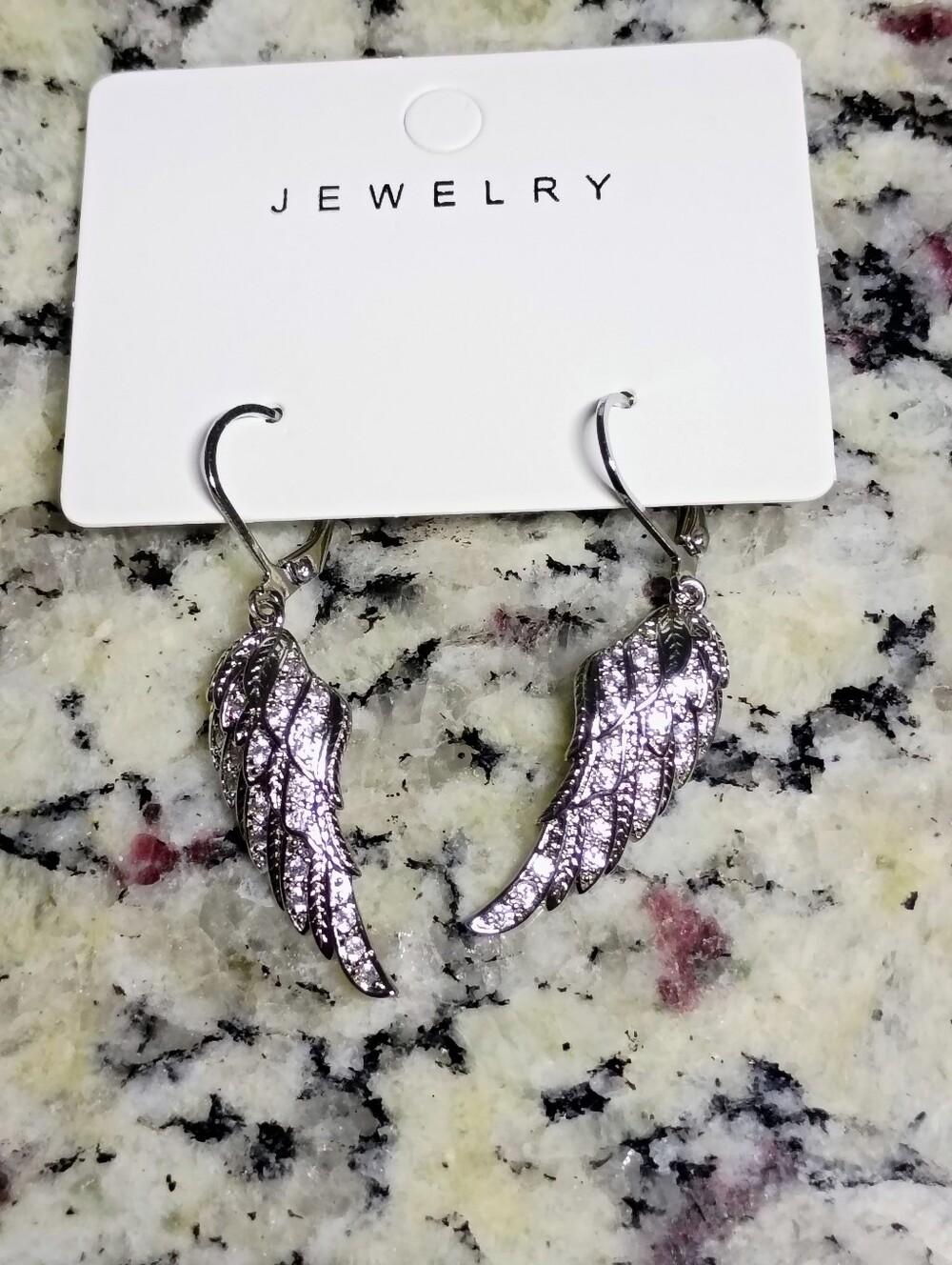 New Silver Tone Wing Dangle Earrings